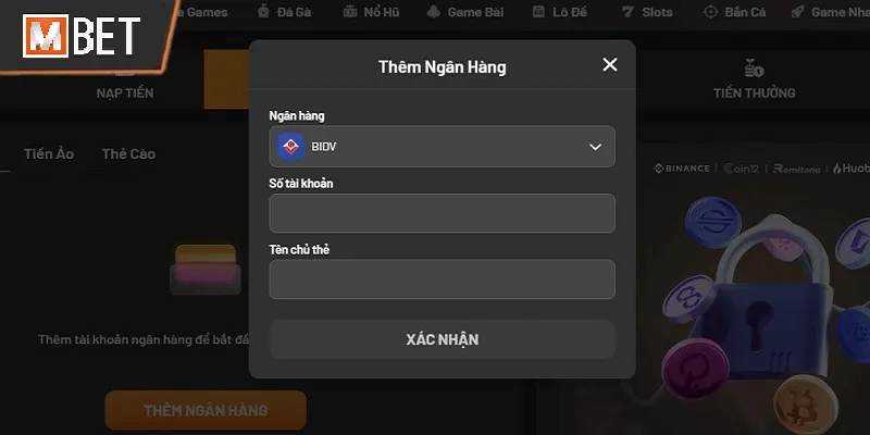 Rút tiền MBet về tài khoản ngân hàng